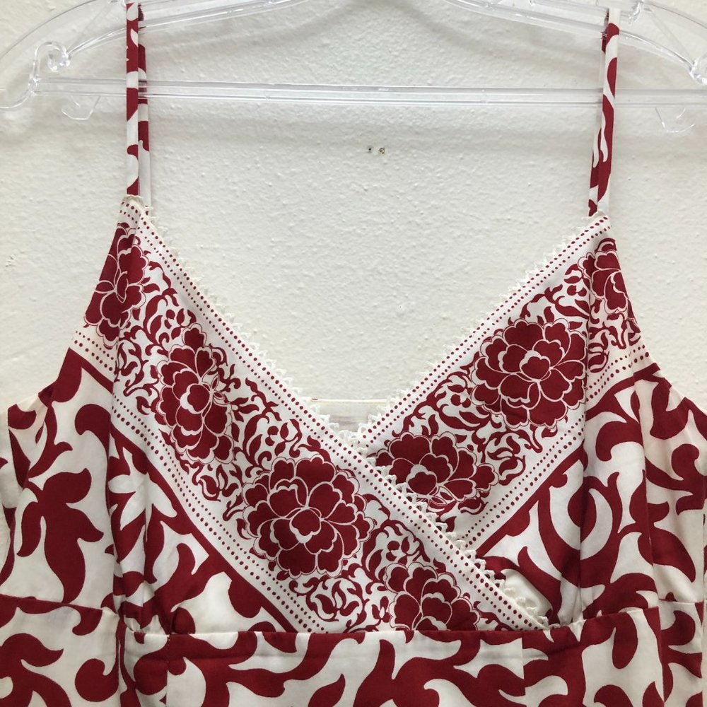 Ann Taylor Floral V-Neck Spaghetti Strap Midi Dress Women's Size 4 Red and White - Picture 3 of 7